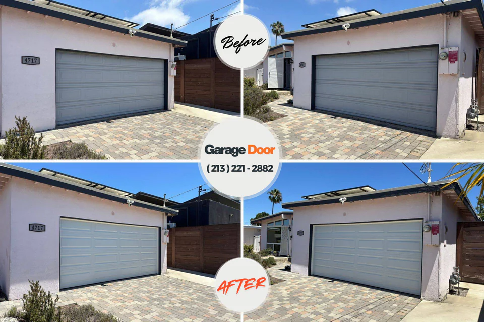 Before and after: garage door repair Cushing, OK